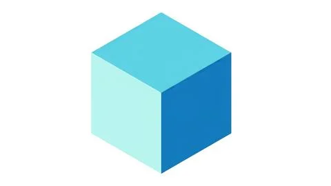 A blue cube is shown on a white background Stock Illustration