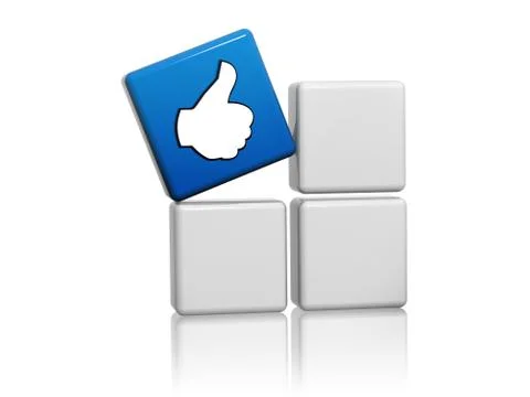 Blue cube with like sign on boxes Stock Illustration