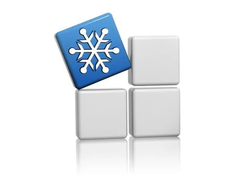 Blue cube with snowflake symbol on boxes Stock Illustration