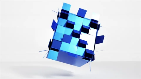 Blue cube unfolding Video stock 231349274