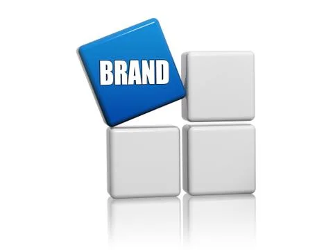 Blue cube with word brand on boxes Stock Illustration