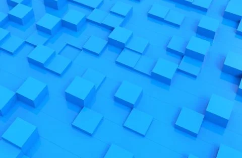 Blue cubes abstract background pattern. 3d illustration. Stock Photos