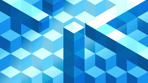Blue cubes and bars abstract animation for background, looped seamless. Stock Footage 152715446