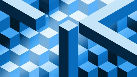 Blue cubes and bars abstract animation for background, 3D Isometric,. Stock Footage 152717280