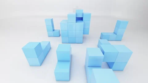 Blue cubes assembly Stock Footage 232050195