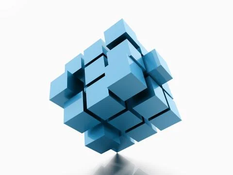 Blue cubes concept isolated on white background Stock Illustration