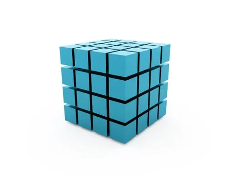 Blue cubes concept isolated on white background Stock Illustration