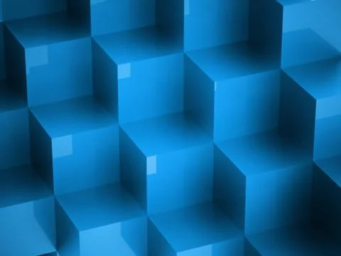 Blue cubes concept rendered Stock Illustration