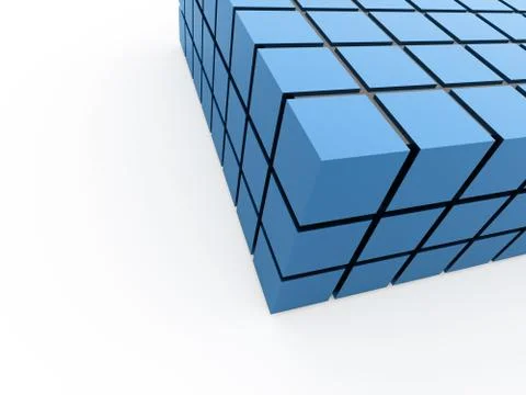 Blue cubes concept rendered on white background Stock Illustration