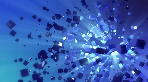 Blue cubes of crystals move on an light blue background Stock Footage 63025645