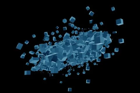 Blue Cubes Explosion Isolated 스톡 일러스트