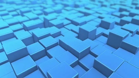 Blue cubes extruding. Geometric 3D render smooth animation. Computer generate Stock-Footage 114430996