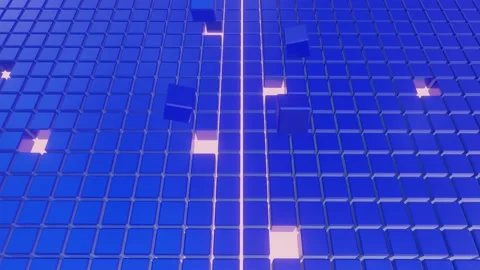 Blue cubes fly out of the rows of cubes here and there. looped animated backgrou Stock Footage 155900274