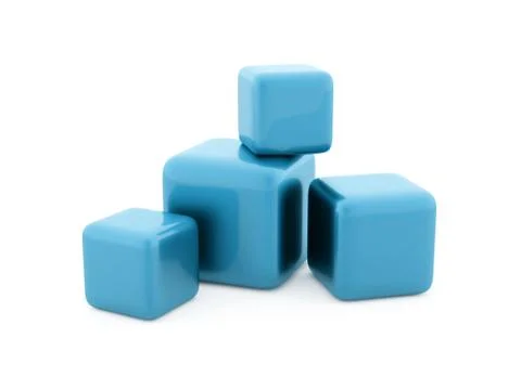 Blue cubes rendered isolated on white Stock Illustration