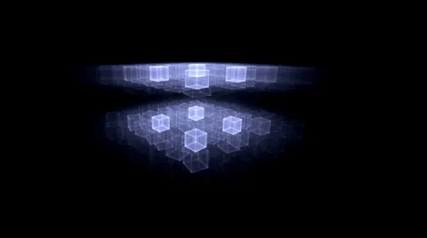 Blue Cubes Rotating in Perspective Stock Footage 35969735