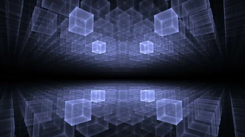 Blue Cubes Rotating in Perspective Stock Footage 50529933