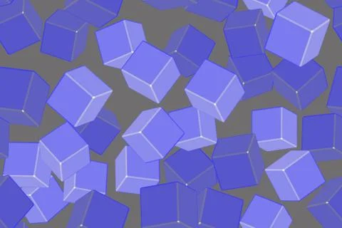 Blue Cubes Seamless Pattern on Gray Background Stock Illustration