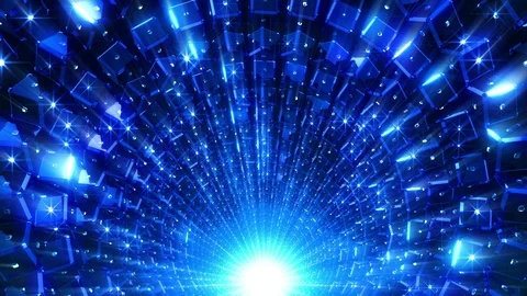 Blue Cubes Tunnel Stock Footage 102428746