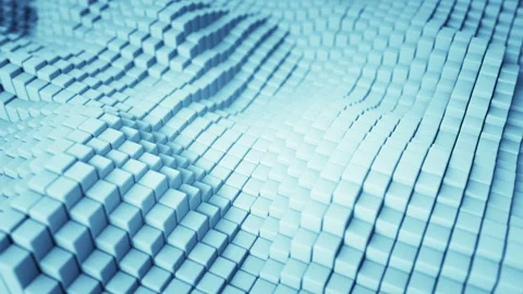 Blue cubic blocks seamless loop 3D render animation 4k UHD (3840x2160) Stock Footage 94828014