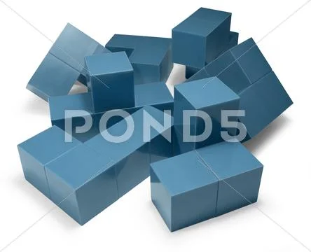 Blue cubic objects Stock Illustration