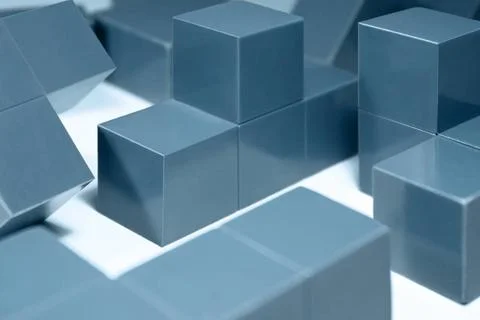 Blue cubic objects studio photography of some blue cubic elements in light... Foto stock