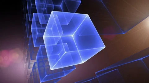 Blue Cubic Perspective With Rays Of Light Video stock 37520522