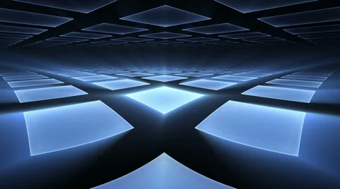 Blue Cubical Rotating Perspective Stretching Off To Infinity Stock Footage 48594759