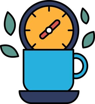 A blue cup with a clock on it Stock Illustration
