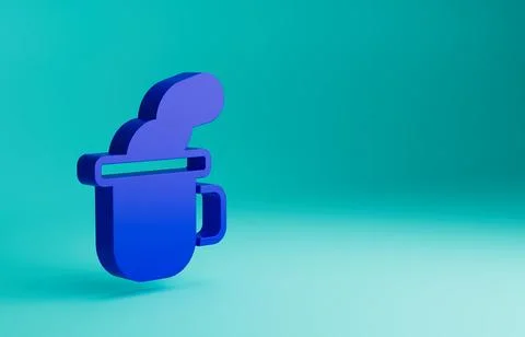 Blue Cup of tea icon isolated on blue background. Minimalism concept. 3D render Stock Illustration