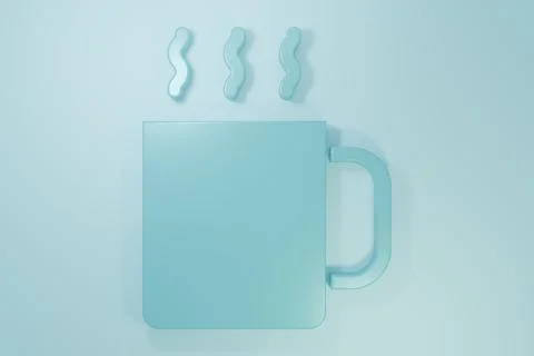 Blue Cup of tea icon isolated on blue background. Minimalism concept. 3D re.. Illustrazione stock