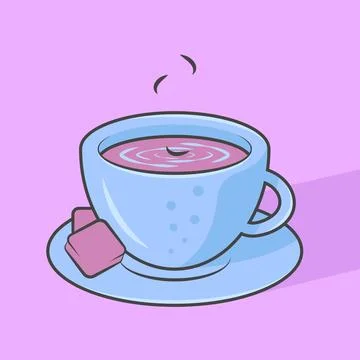 Blue cup with tea on saucer. Vector illustration. Stock Illustration