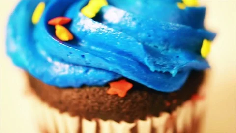 Blue Cupcake Close-Up Stock Footage 71422432
