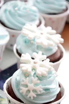 Blue cupcakes Stock Photos
