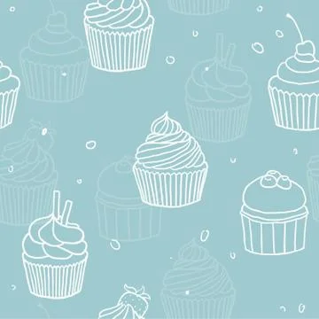 Blue cupckes pattern. Stock Illustration