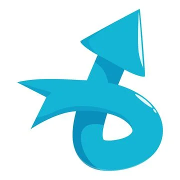Blue curly arrow pointing upwards, suggesting a change of direction Stock Illustration