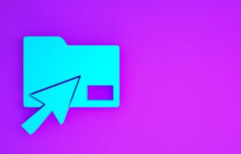 Blue Cursor click document folder icon isolated on purple background. Account Stock-Illustration