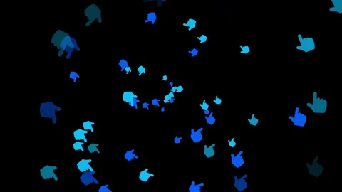 Blue cursor pointers floating on black background animation Stock Footage 313920245