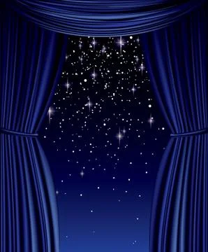 Blue curtain Stock Illustration