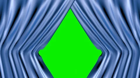 Blue Curtain opening with green screen background Stock Footage 87028080