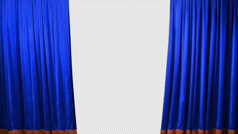 A blue curtain that sways gently as it opens and closes from side to side Stock Footage 341914474