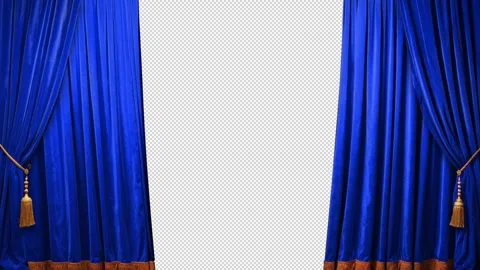 A blue curtain that sways gently as it opens and closes from side to side Video stock 341914475
