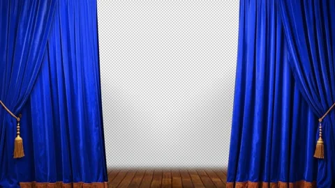 Blue curtain that sways gently as it opens and closes from side to side Video stock 341914485