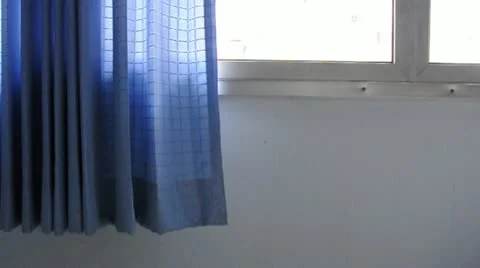 Blue curtains Stock Footage 22249595