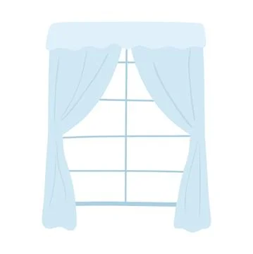 Blue curtains in window Stock Illustration