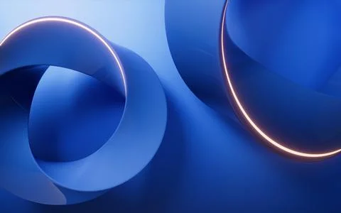 Blue curve geometry background, 3d rendering. Illustrazione stock