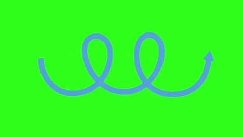 Blue Curved Arrow Animates in Loop on Green Background Stock Footage 320095185