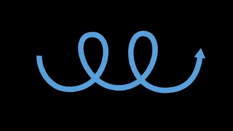Blue Curved Arrow Animates in Smooth Loop on Black Background Stock Footage 320997139