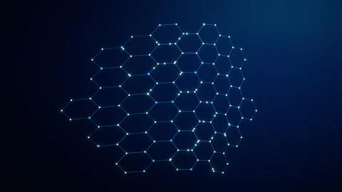 Blue Curved Hexagonal Data Shield Technology Background Illustrazione stock