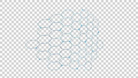 Blue Curved Hexagonal Data Shield Isolated on Transparent Background Illustrazione stock