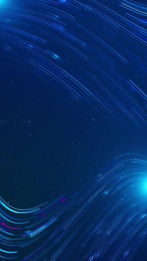 Blue curved light trails background fast glowing arrows, star particles, smooth Stock Footage 340548112